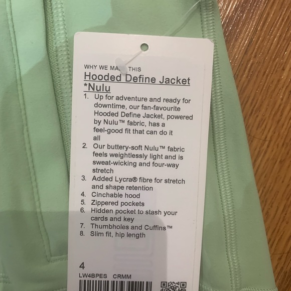 NWT Hooded Define Jacket Creamy Mint Sz 4 - Picture 7 of 8